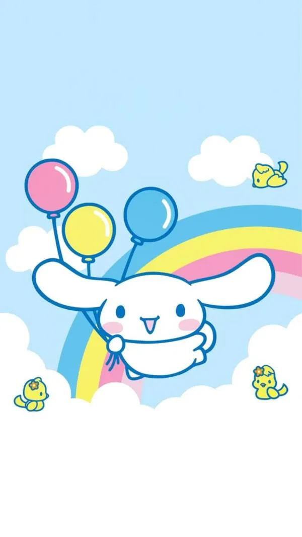 cinnamoroll hình nền đt cầu vồng 