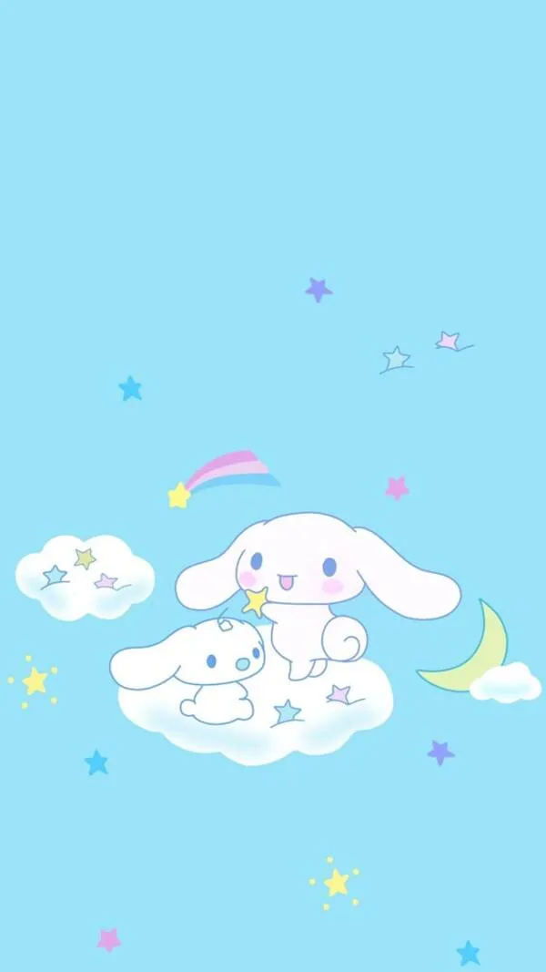 cinnamoroll hình nền điện thoại nền xanh 