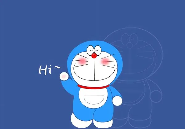 hình nền doraemon cute say hi