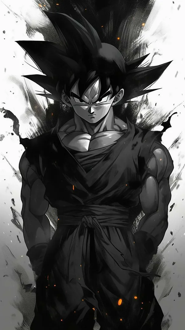 hình nền goku đen trắng 