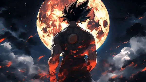 hình nền goku dưới ánh trăng 