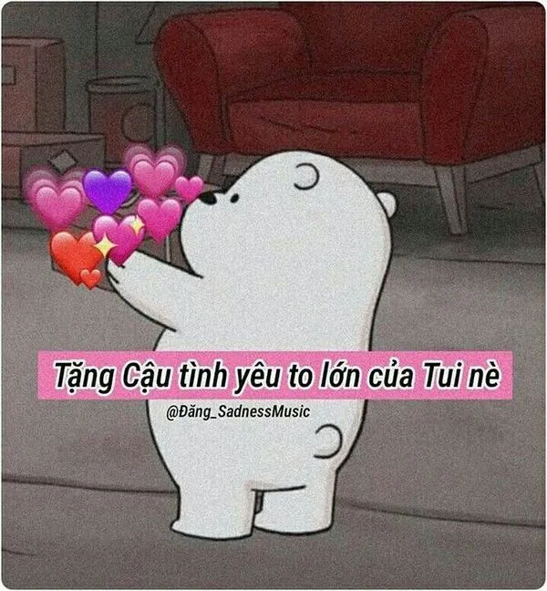 meme tình yêu chú gấu cute 