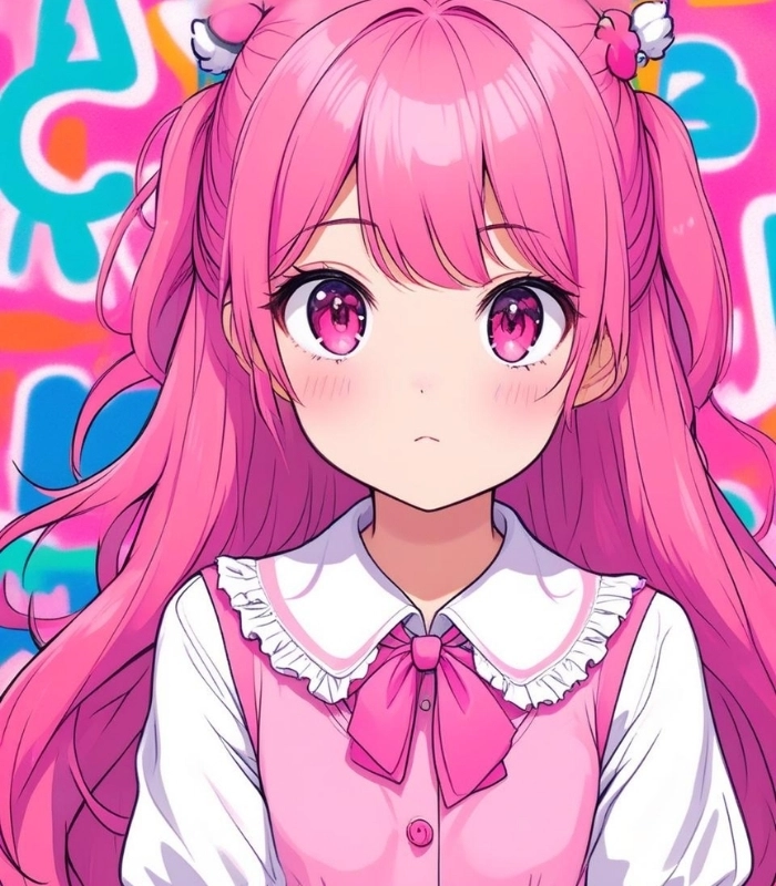 hình ảnh cute màu hồng gái anime