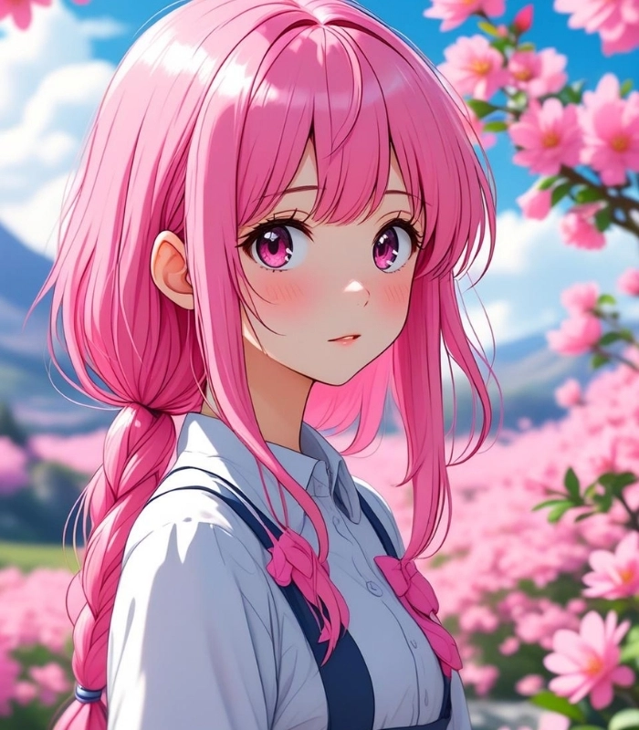 hình ảnh màu hồng gái anime
