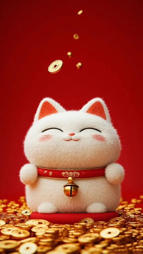 hình nền mèo thần tài cho điện thoại