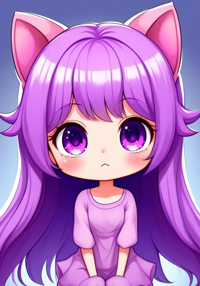 ảnh anime chibi màu tím