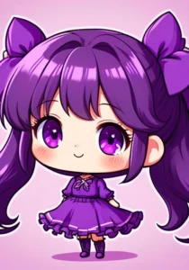 ảnh anime nữ cute màu tím