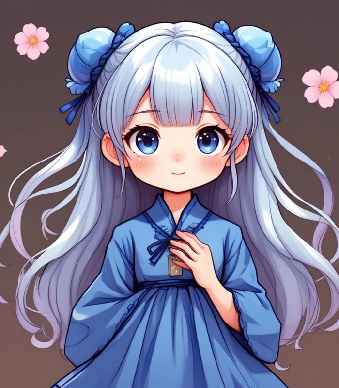 ảnh anime nữ cute màu xanh dương