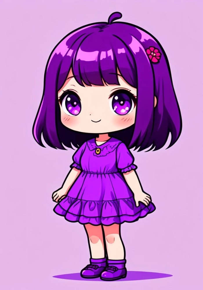 ảnh chibi cute màu tím