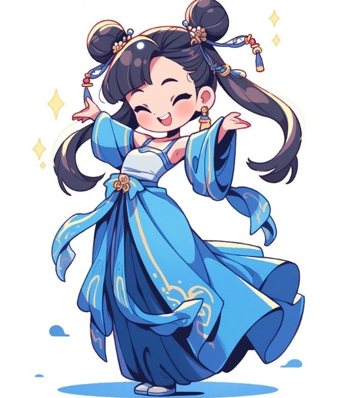 ảnh chibi cute màu xanh dương