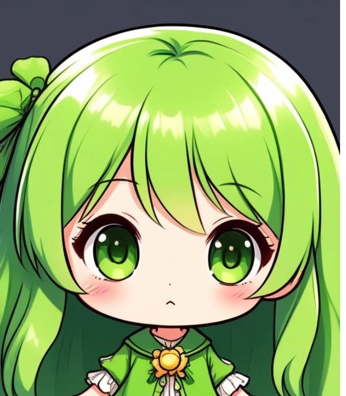 ảnh chibi dễ thương với màu xanh lá cây
