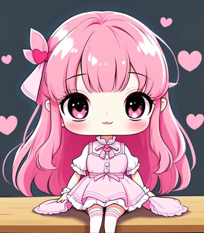 ảnh chibi hồng dễ thương