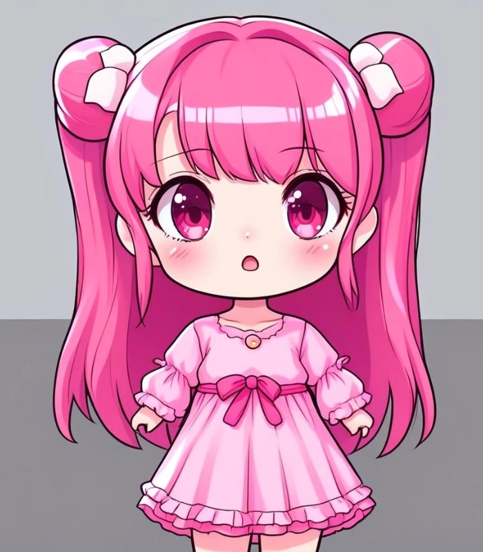 ảnh chibi màu hồng cute