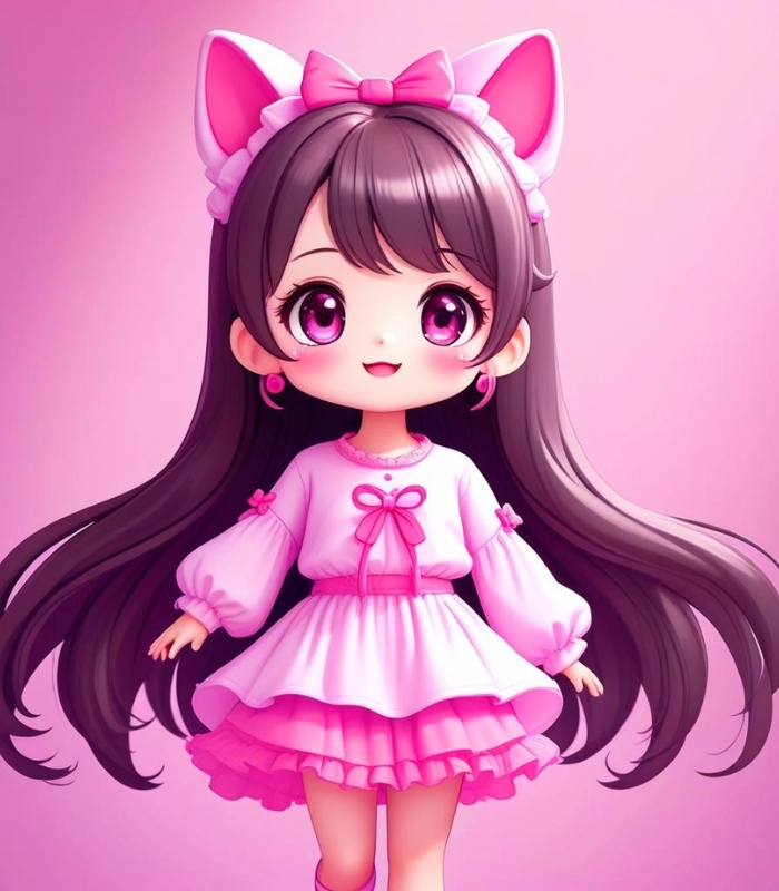 ảnh chibi màu hồng đáng yêu