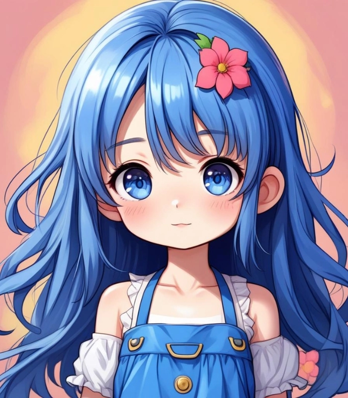 ảnh chibi màu xanh dương cho avatar