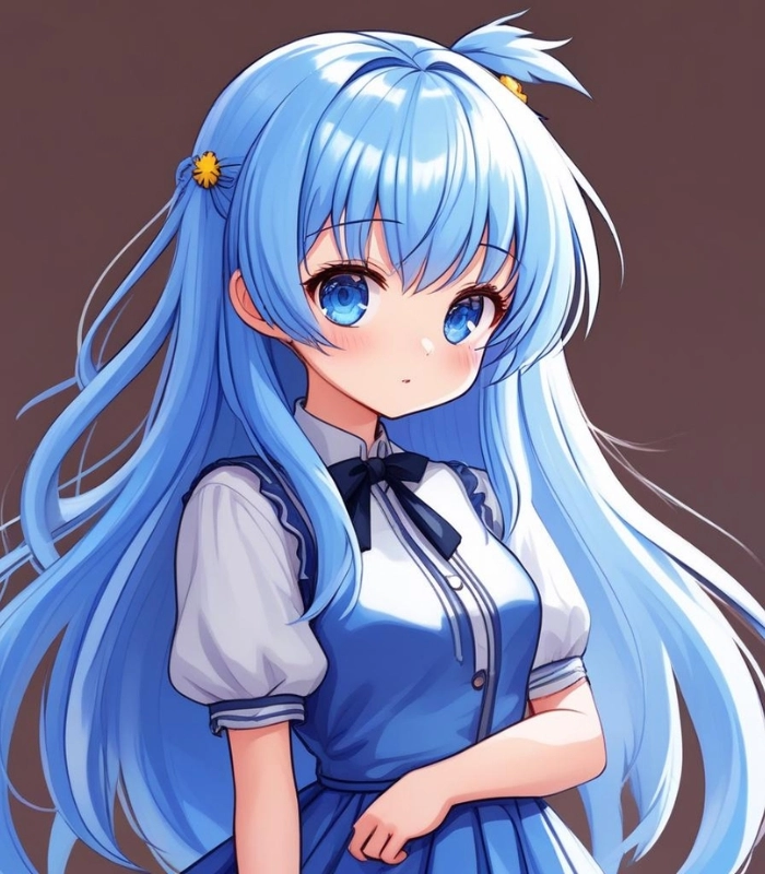 ảnh chibi nữ màu xanh dương cho hình nền