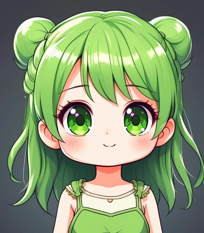 ảnh chibi nữ màu xanh lá