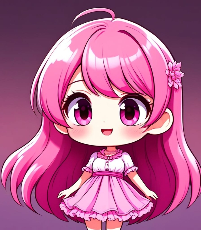 ảnh chibi nữ tóc hồng