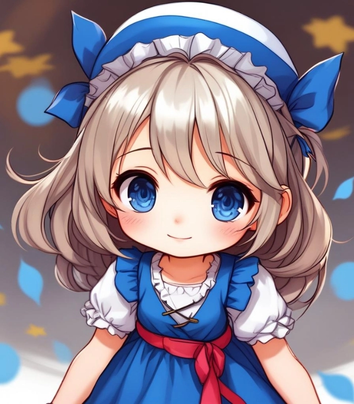 ảnh chibi nữ tóc ngắn màu xanh dương