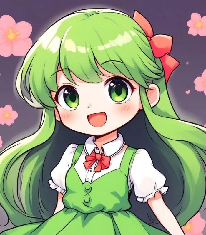 ảnh chibi nữ tóc xanh lá