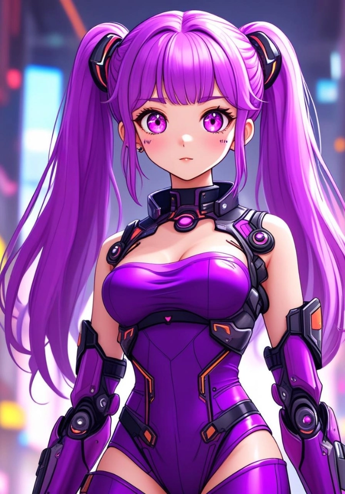 ảnh nữ chibi cute màu tím