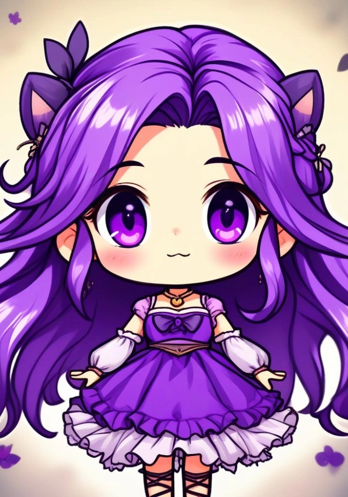 ảnh nữ chibi màu tím cute