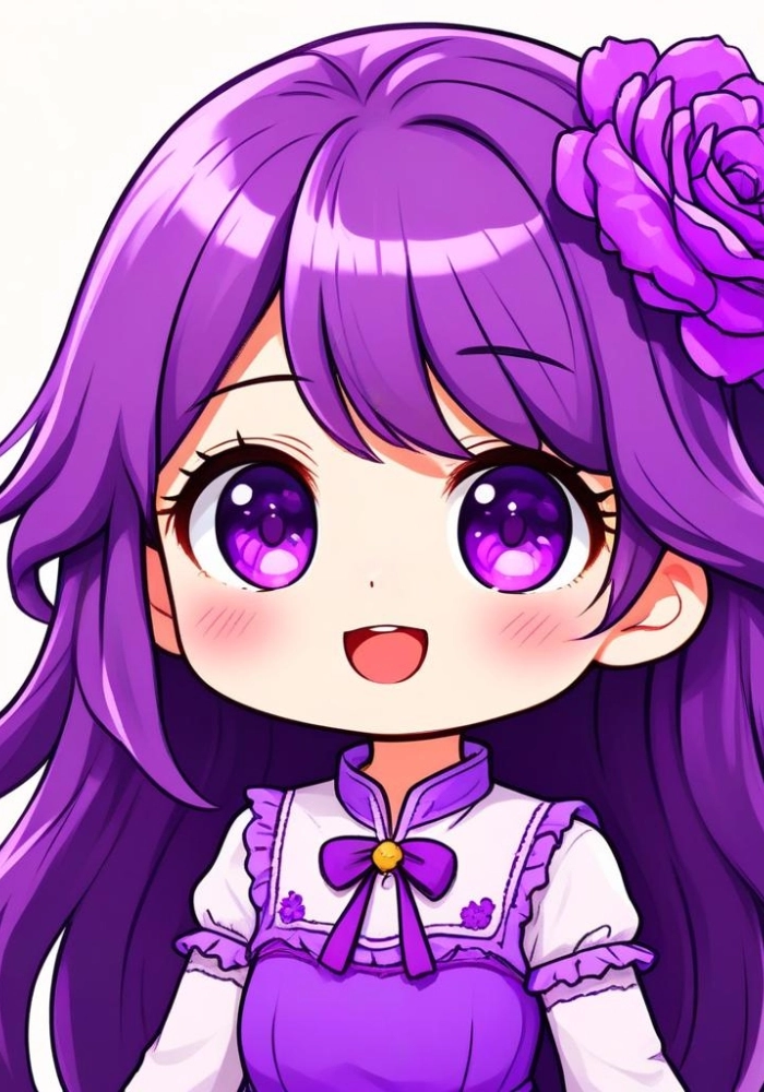ảnh nữ chibi màu tím đáng yêu
