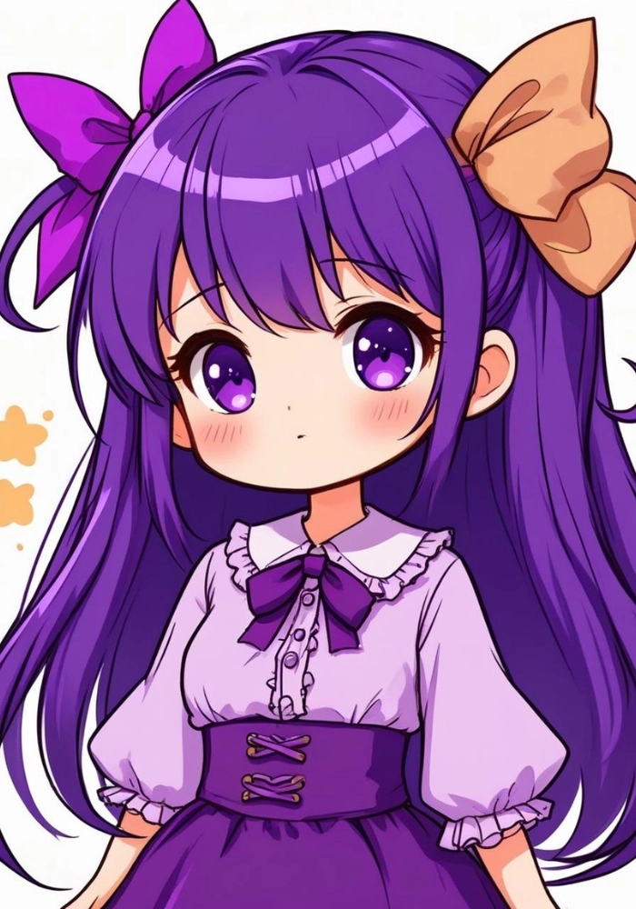 ảnh nữ chibi màu tím ngây thơ