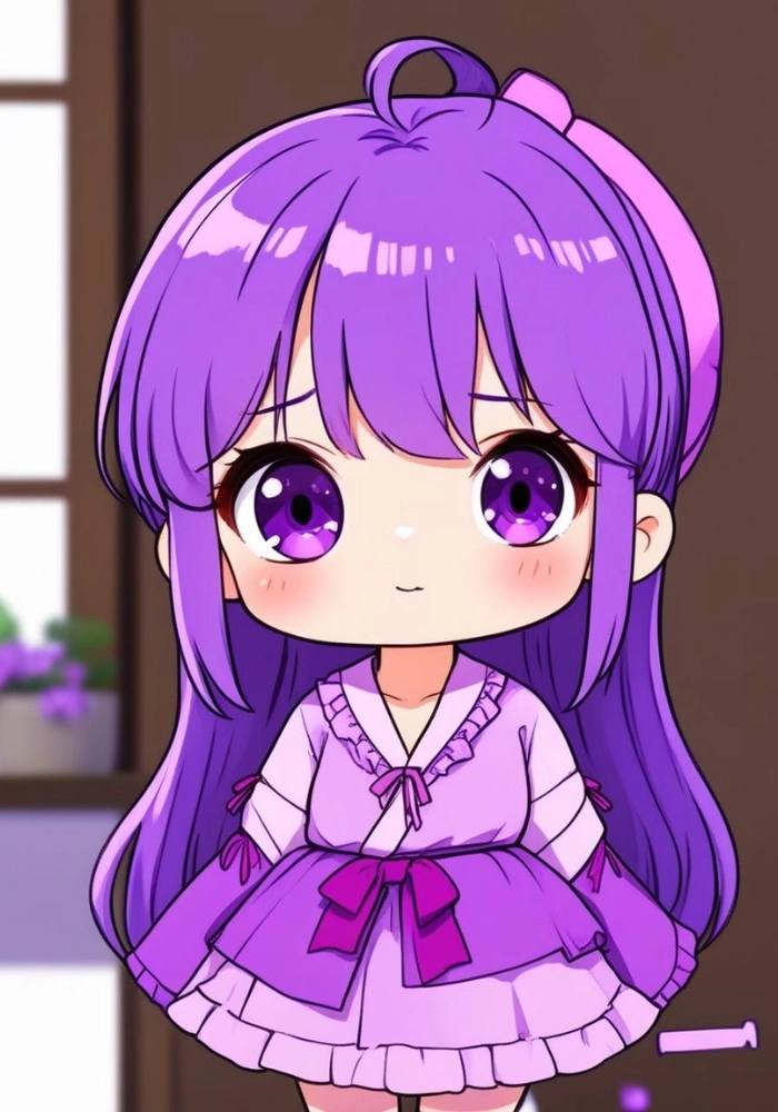 ảnh nữ chibi màu tím siêu cute