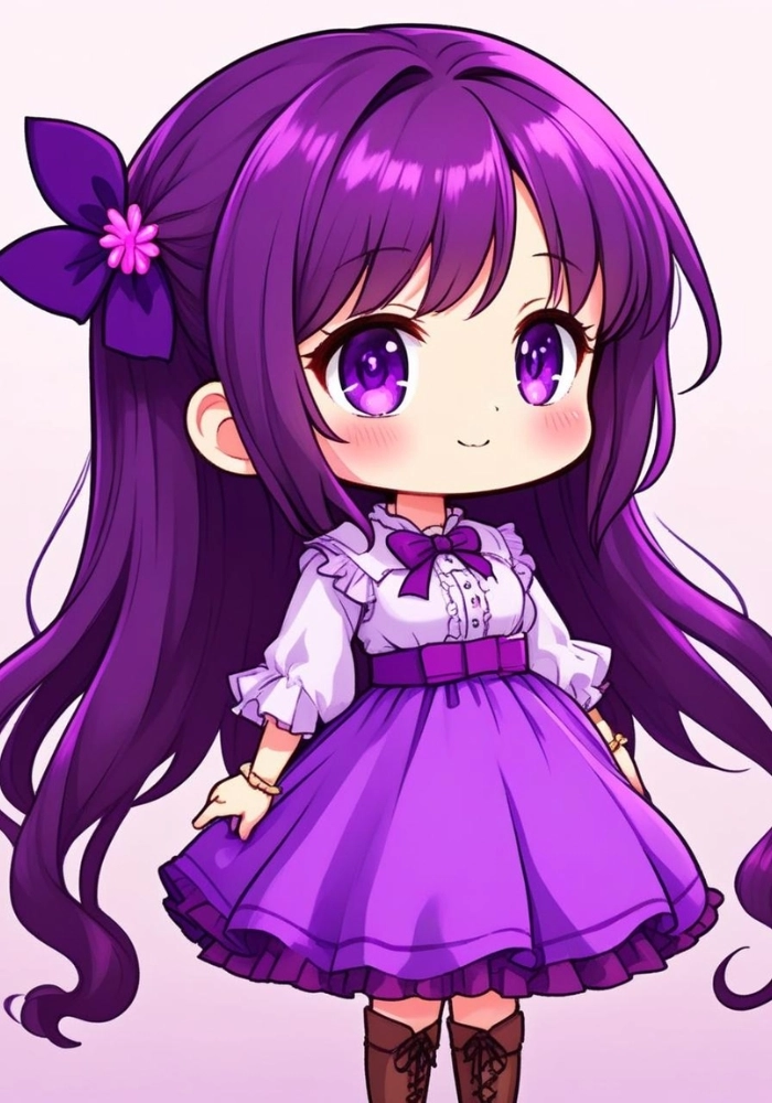 ảnh nữ chibi màu tím tóc dài