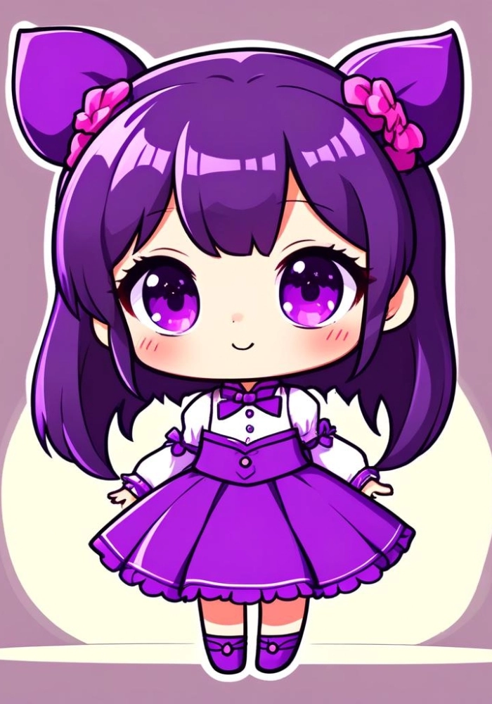 ảnh nữ chibi màu tím xinh xắn