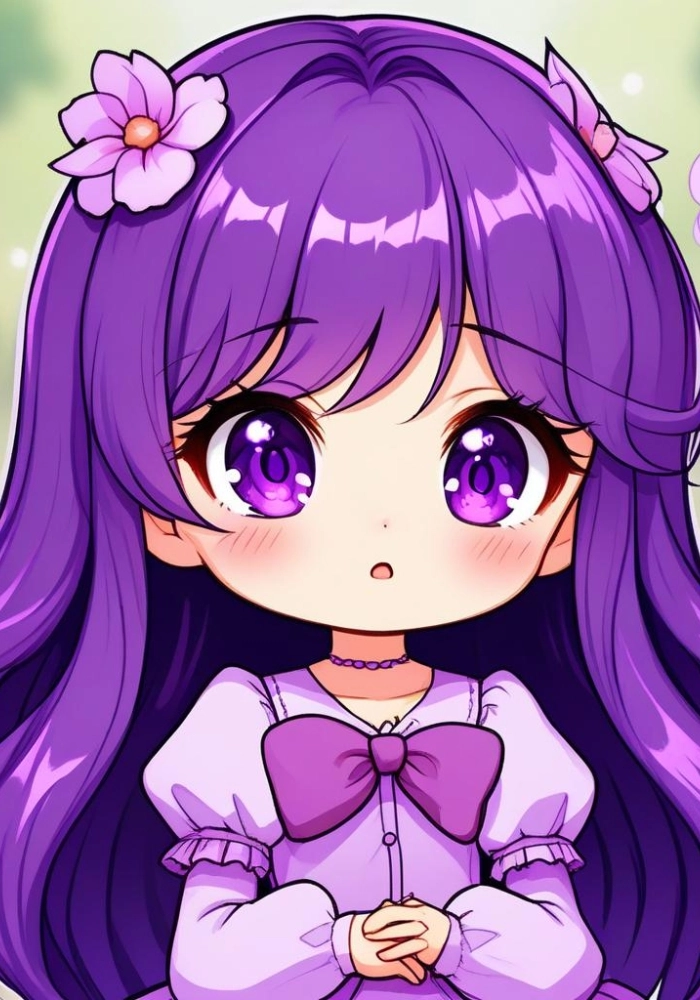 ảnh nữ chibi màu tím