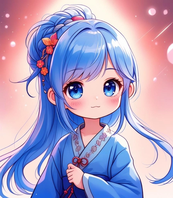 ảnh nữ chibi màu xanh dương cute nhất
