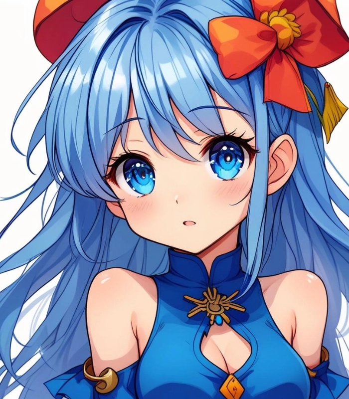 ảnh nữ chibi màu xanh dương xinh nhất