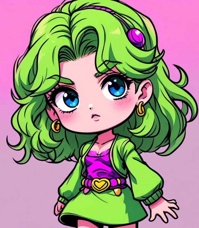 ảnh nữ chibi màu xanh lá xinh nhất
