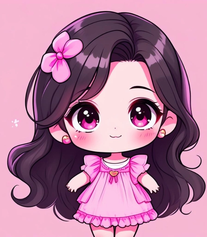 hình ảnh chibi cute màu hồng