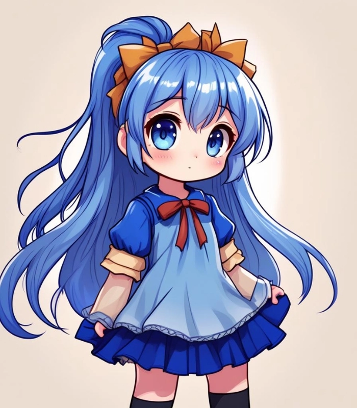 hình ảnh chibi cute màu xanh dương