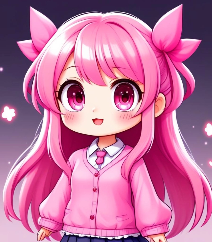 hình ảnh chibi hồng nhẹ nhàng