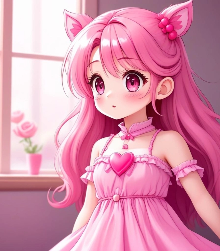 hình ảnh chibi màu hồng dễ thương