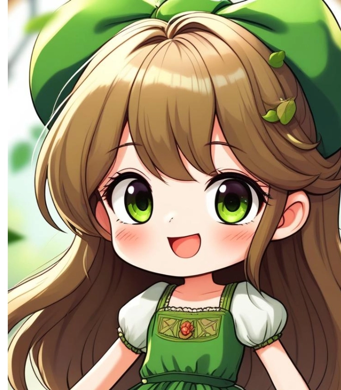 hình ảnh chibi màu xanh lá cây