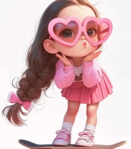 hình ảnh chibi nữ cute màu hồng