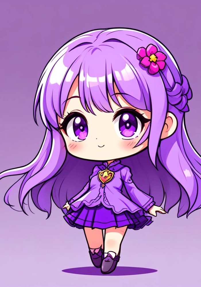 hình ảnh chibi nữ cute màu tím