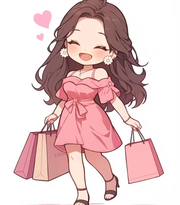 hình ảnh chibi nữ màu hồng