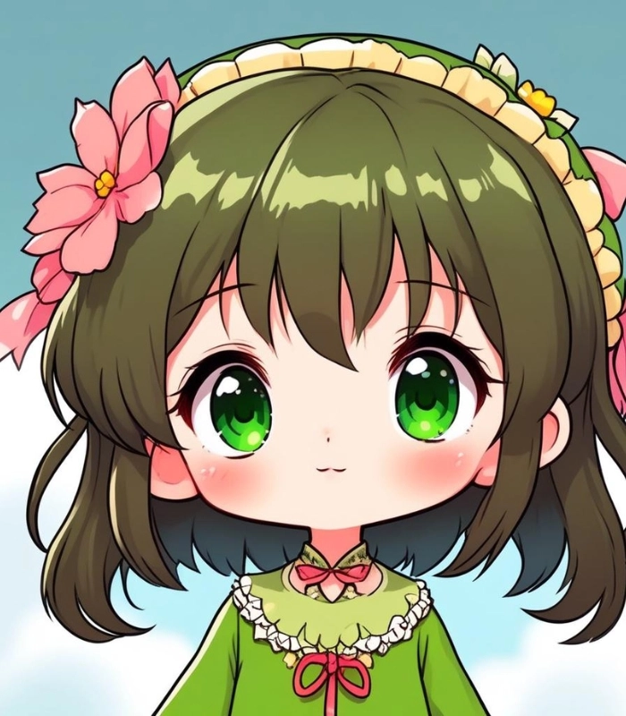 hình ảnh chibi nữ màu xanh lá đáng yêu nhất