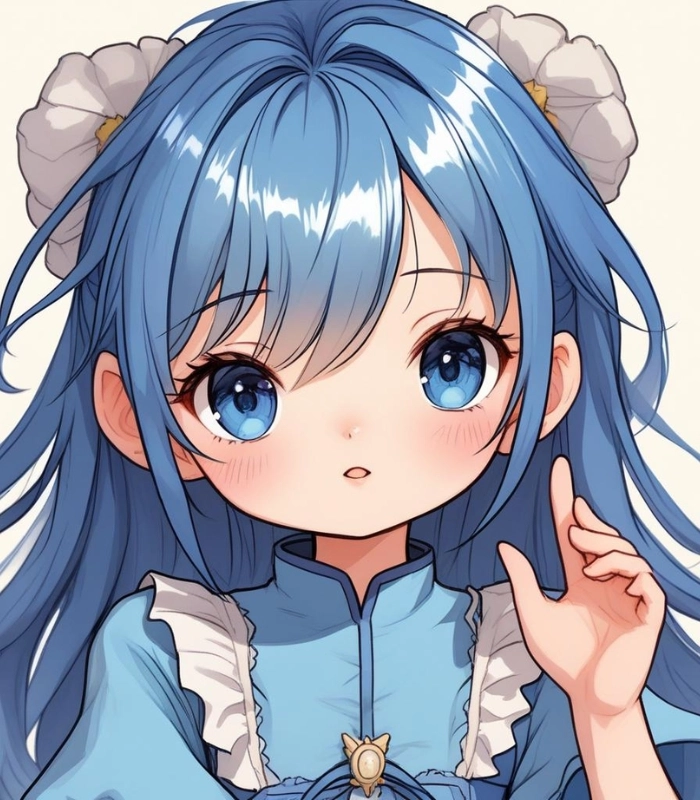 hình ảnh chibi nữ với mắt xanh dương