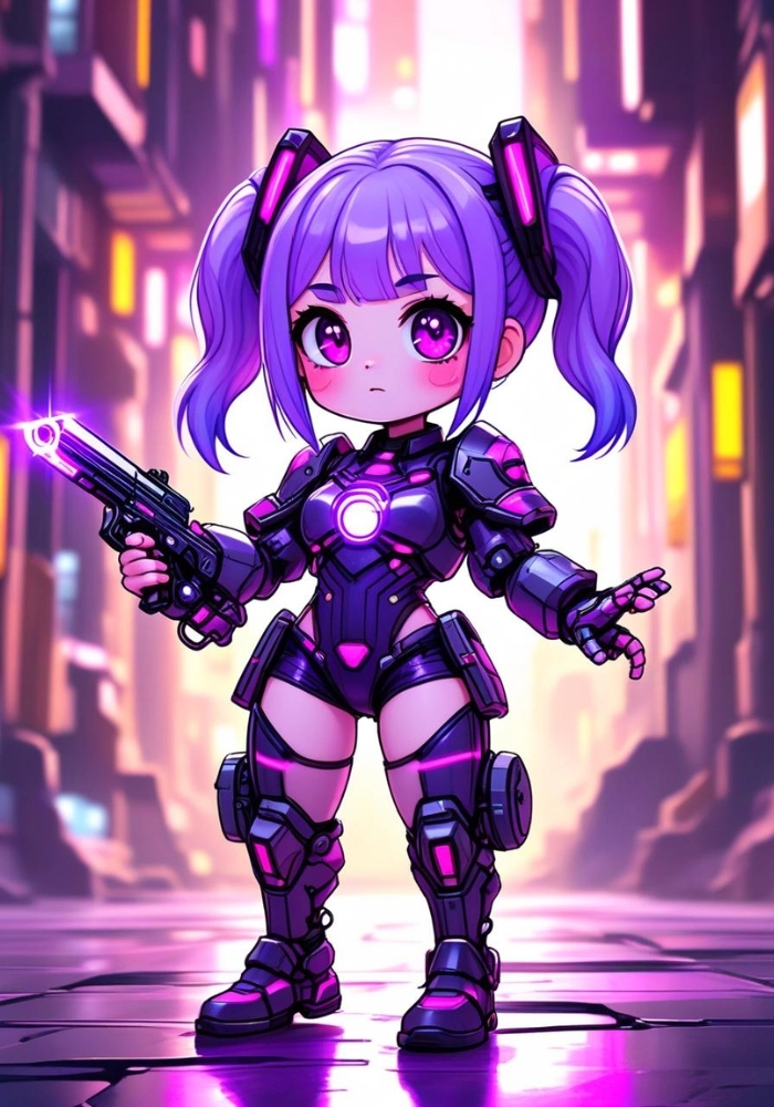 hình ảnh nữ chibi cute màu tím ngầu