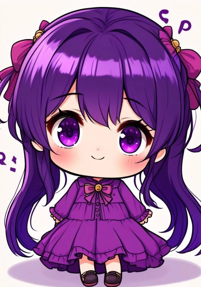 hình ảnh nữ chibi màu tím cute nhất