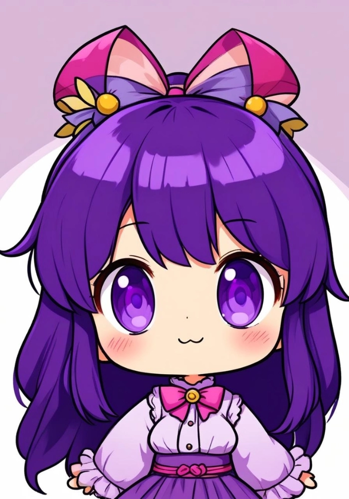 hình ảnh nữ chibi màu tím đáng yêu
