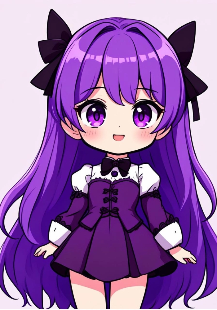 hình ảnh nữ chibi màu tím nhẹ nhàng