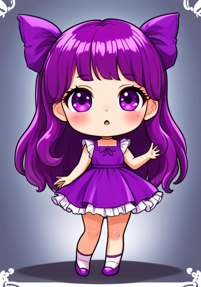 hình ảnh nữ chibi màu tím siêu đẹp